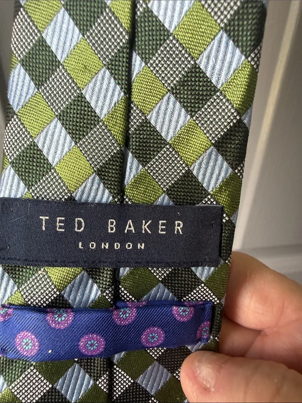 Ted Baker Green and Black Geometric Silk Tie